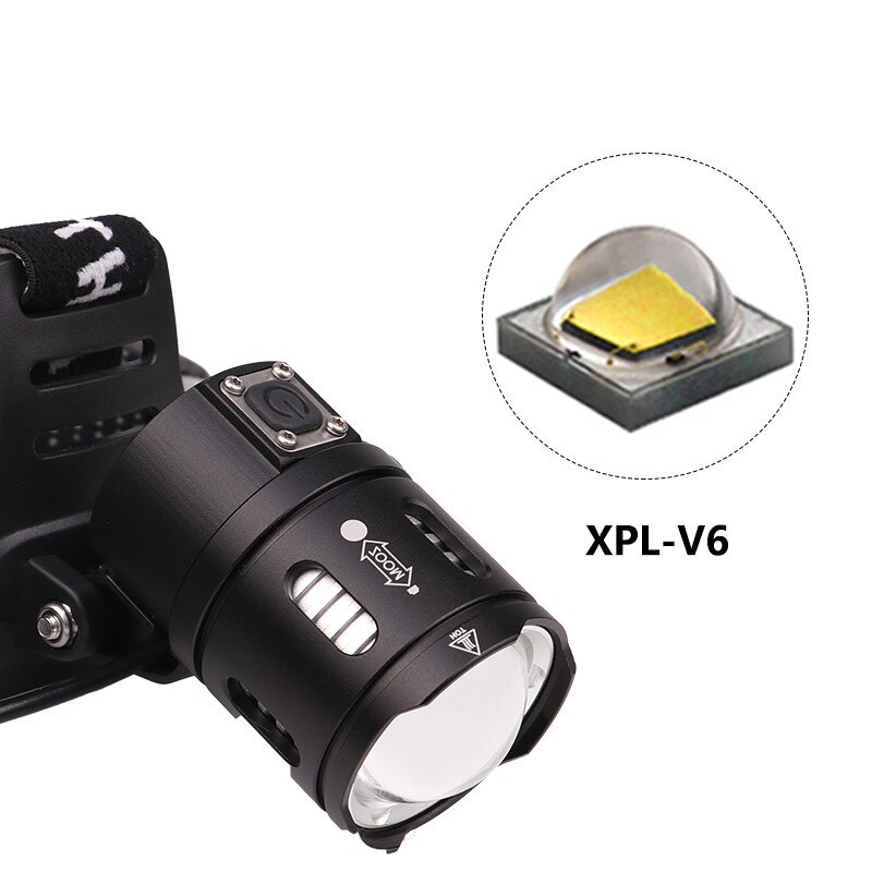 미끄럼 방지 헤드 마운트 램프, 야외 강한 빛, 마이크로 USB 충전 줌, 장거리 착용, 알루미늄 합금, XHP50, XPLV6